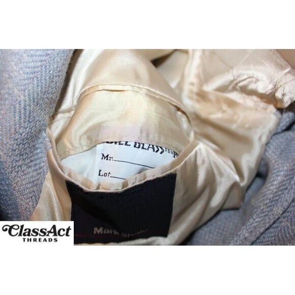 Bill Blass Jacket Blazer Sport Coat Blue glen plaid 2 btn Tweed 42L - Picture 6 of 8
